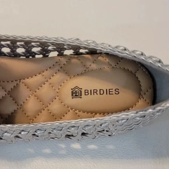 Birdies Silver Handwoven Vegan Leather Starling Loafer Flats - Picture 9 of 11
